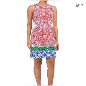 London Times Colorful Geometric Mini Dress size 4